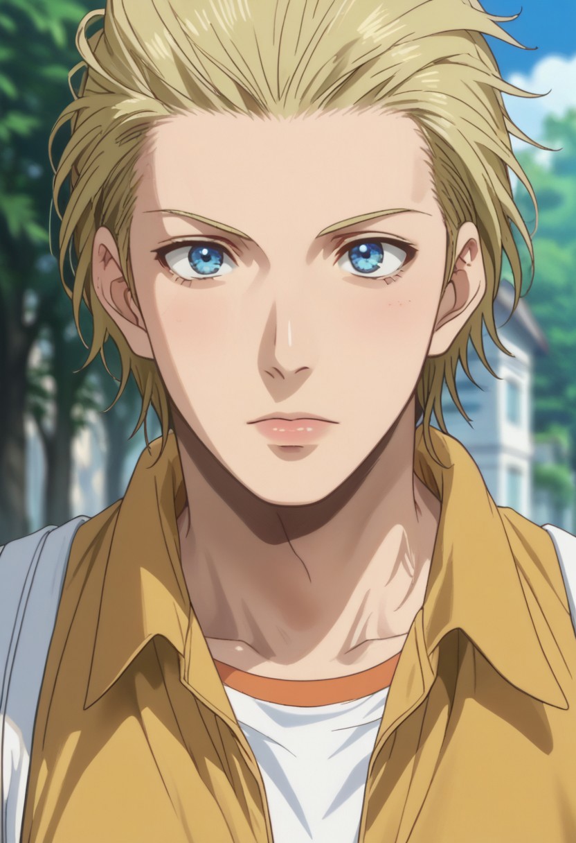 score_9, score_8_up, score_7_up, source_anime, rating_safe, AlexDG, blonde_Alex_hair slicked back, blue_Alex_eyes, 1boy, male focus, anime screencap,