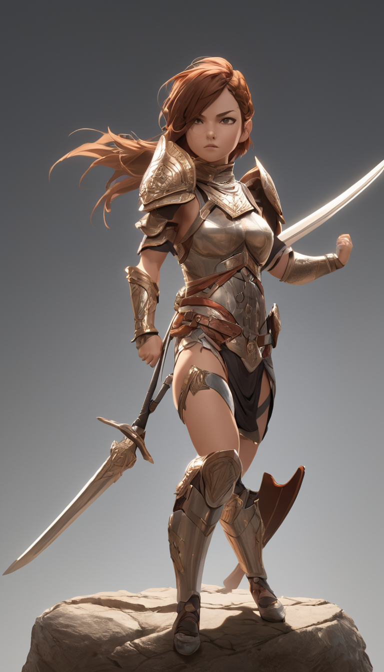 Cinematic scene, hero view, female warrior <lora:nendoroid_xl_v6:1>, action pose, detailed background, masterpiece, best quality, high quality, highres, absurdres
