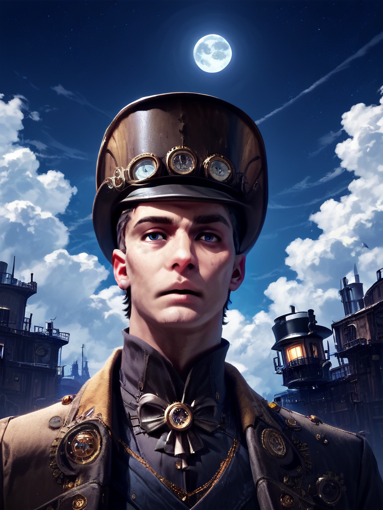 score_9,score_8_up,score_7_up,score_6_up,score_5_up,score_4_up,<lora:p-000006:1>,delinquent on steampunk dirigible,steampunk,man,solo focus,night,sky,clouds,moon light ray,rating_safe,
