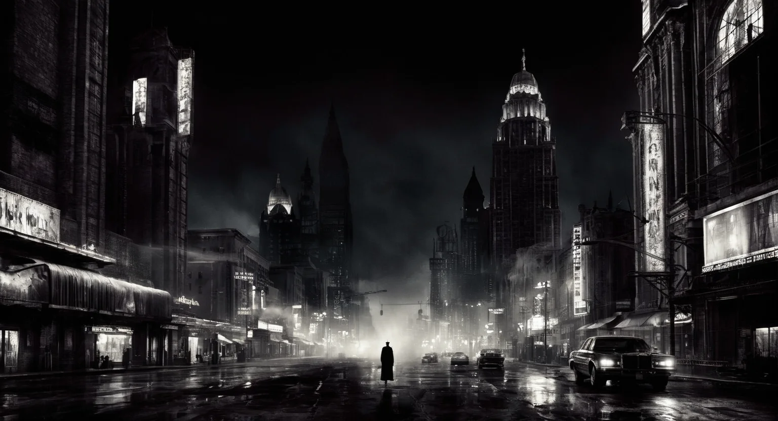 Dark Fantasy Art of <lora:Sin City:1>
a black and white photo of a city at night sin city style, dark, moody, dark fantasy style