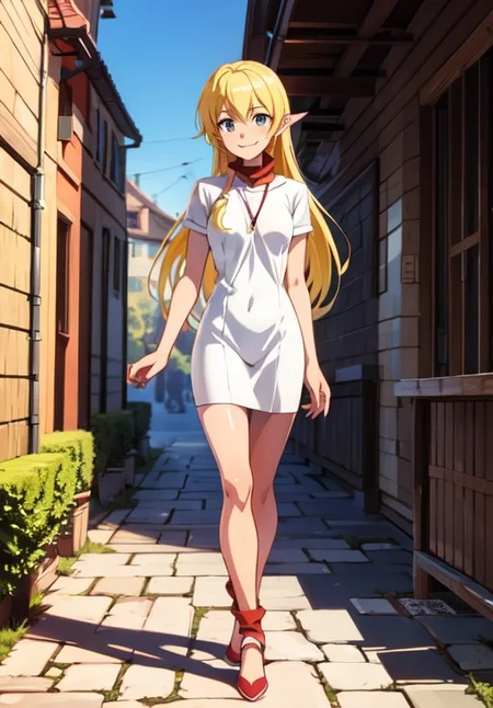 <lora:gate_tlm:0.8>, gate_tlm, smile, walking, medival city, marketplace, seductive