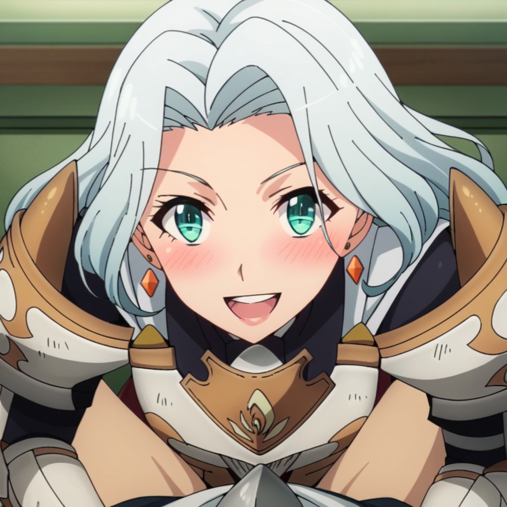 score_9, score_8, score_7, source_anime, rose knight armor, POV, looking at viewer, blush, smile, open mouth, upper teeth only