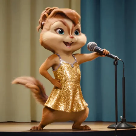 Score_9, score_8_up, score_7_up, source_furry, hentai, porn, brittany miller, chipmunk, chipmunk girl, furry female, furry, 3d, render, in blue,In a beautiful gold dress, mini microphone in her ear and near her mouth, beautiful look, lively look, eyeliner, eye makeup, singing a song, dancing, full-length on stage , , supports the conversation, High detail, detail quality, detailed fur
<lora:Brittany_Miller__Alvin_and_the_Chipmunks__CG_Movie_version:0.8>