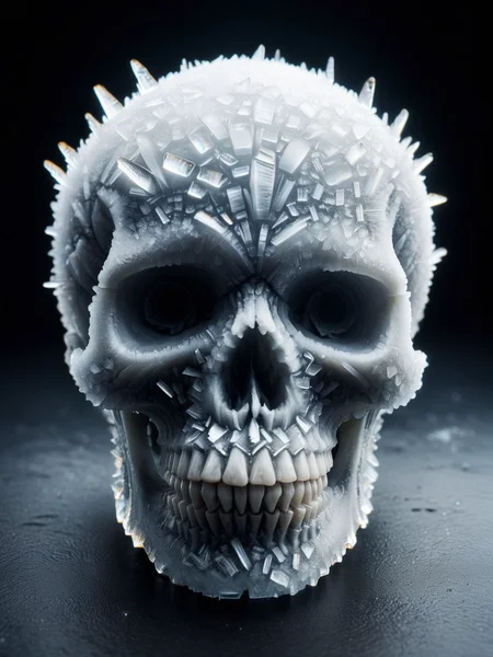 (snow storm:1.3), mad-ice skull <lora:Ice_SDXL:0.8>, raw photo, film grain, Fujifilm XT3, (photorealistic, realistic:1.2), deep shadow, 8k, uhd, dslr, ultra high res