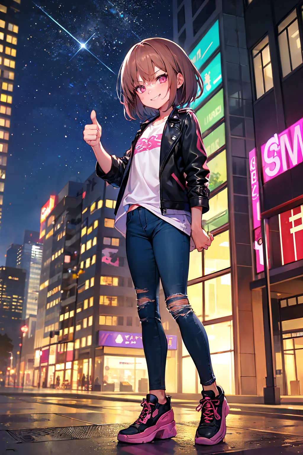 <lora:llenn-V4:1>altllenn, pink eyes, beautiful eyes, highly detailed eyes, absurdres, smirk
