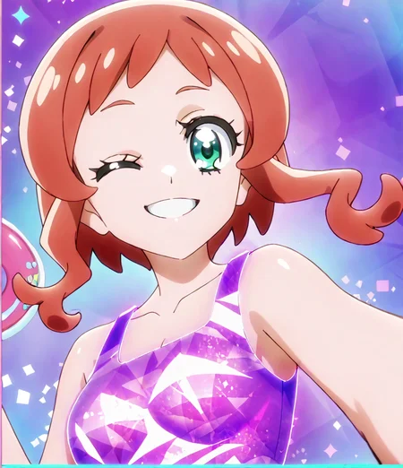 score 9, score 8 up, score 7 up, detailed background, shiny skin,
<lora:iroha.pony:1>,
iroha, transform,
large breasts,
one eye closed,