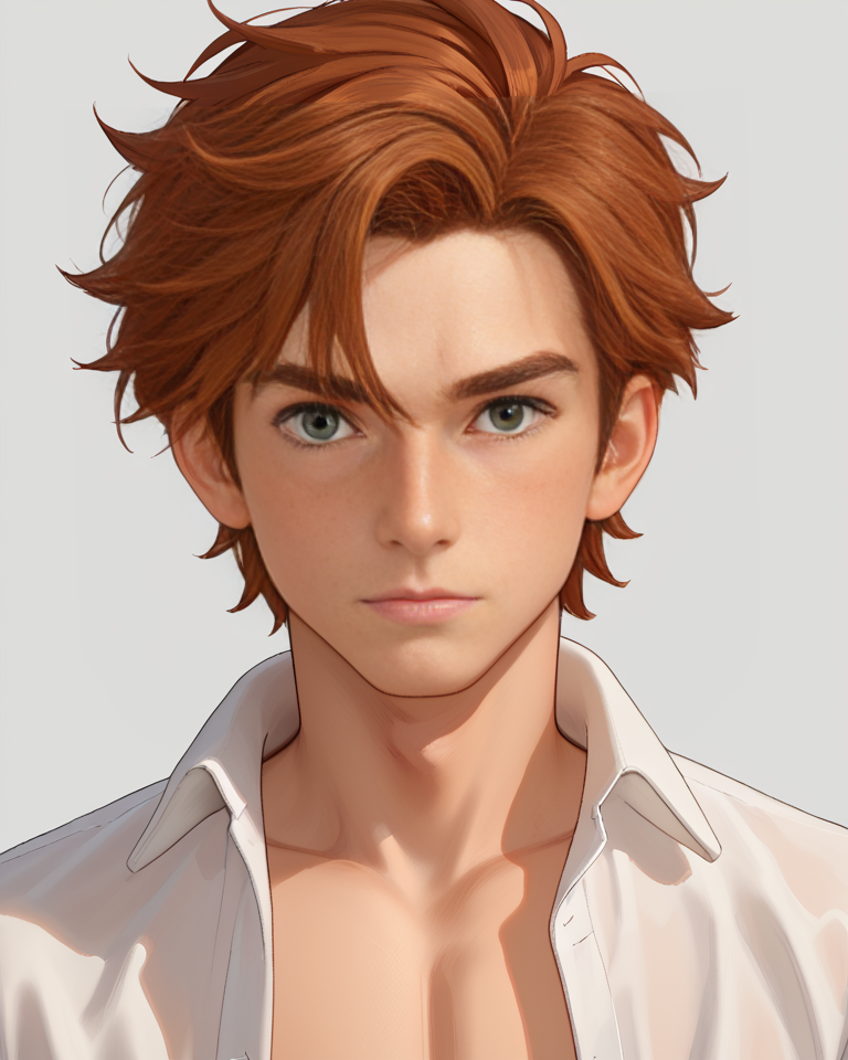 score_9 score_8_up score_7_up looking_at_viewer 1boy, masterpiece, best quality, amazing quality, very aesthetic, absurdres, newest, maskLiftConcept, 1boy, solo, male focus, Auburn Hair, green eyes, Freckles, 1boy, konohagure symbol, shirtless, wrapped in a snake on neck, convenient censor, giant white snake, open shirt. <lora:Cute_Cartoon_ArtStyle:1> <lora:Expressive_H:1> <lora:top_down_bottom_up_style:1>