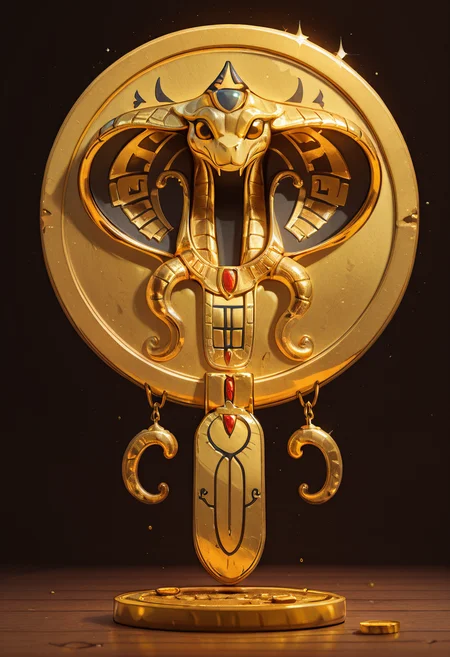 masterpiece, best quality, zz3gypt, coin, cobra, ,<lora:EgyptianIconsIXL_v1:1.0>,