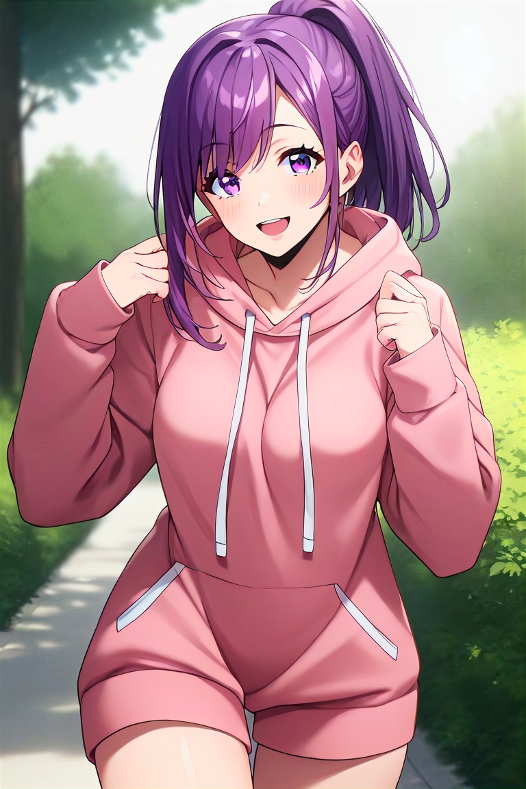 score_9, score_8_up, score_7_up, score_6_up, score_5_up, score_4_up, rating_questionable, , source_anime, digital illustration, pixiv, fanbox, uncensored, , BREAK, official art,
1girl, solo, female,  sung jinah, purple eyes, purple hair, ponytail, sidelocks, medium breasts,
animal dress, animal onesie, cute dress, smile, open mouth,,  outdoors, blush, cowboy shot, looking at viewer,   <lora:Sung_Jinah-10:0.9>