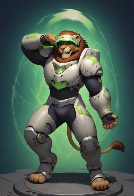score_9, score_8_up, score_7_up,
1boy, solo, torso view,<lora:Anthro_Lionlioness_PONY_XL:1>,
(anthro lion:1.2), lion male, black fur, fangs, claws, wearing green power armor,helmet,armor,arm cannon,power suit, green power suit, black fur, brown mane, <lora:Furry_Lora_Panther:0.8> very intricate, high quality details,vibrant, highly detailed, award-winning, professional,anime artwork, dynamic pose, action pose, intense, fun,