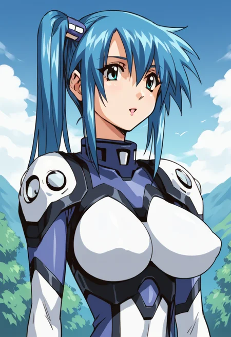 score_9, score_8_up, score_7_up, score_6_up, score_5_up, score_4_up, masterpiece, best quality, BREAK,
1girl, outdoors, <lora:kureha_misaki_divergence_eve_Pony_ver01:1> kureham, blue hair female, large breasts, side ponytail, bodysuit,