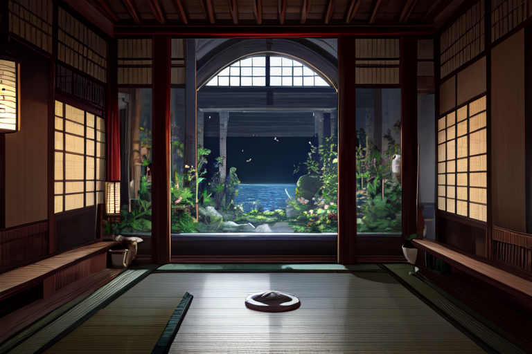 highly insanely detailed, masterpiece, top quality, best quality, highres, 4k, 8k, RAW photo, (very aesthetic, beautiful and aesthetic),  
Ancient Roman Interior Design,RomInt,ancient_roman_atrium,compluvium,impluvium,mosaic_flooring,simple_furniture,open_air_light,warm_light, 
<lora:RomanInterior-10:0.5>, 
(1girl:1.3), 
1other, 
, 
, 
, 
indoors,interior,traditional_japanese_interior,tatami,japanese writing,calligraphy,aquatic_habitat,fish_tanks,decorative_aquascape,Subway,Metro,window, 
, 
moonlightâââ