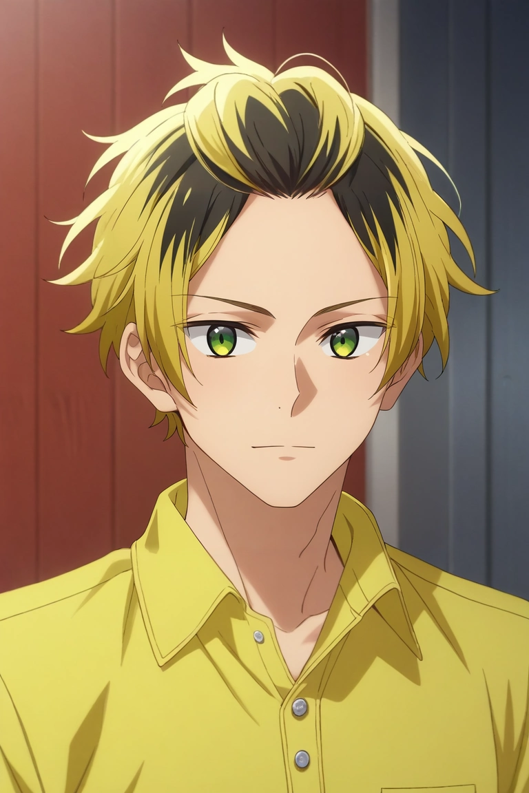 score_9, score_8_up, score_7_up, , rating_safe, intricate details, , looking at viewer, depth of field, 1boy, solo, male focus, <lora:gonzaburou_tashiro_pony:0.74>, gonzaburou_tashiro, blonde hair, green eyes, short hair, multicolored hair, two-tone hair, streaked hair, black hair, , , firefighter costume, <lora:sdxl_lightning_8step_lora:1>