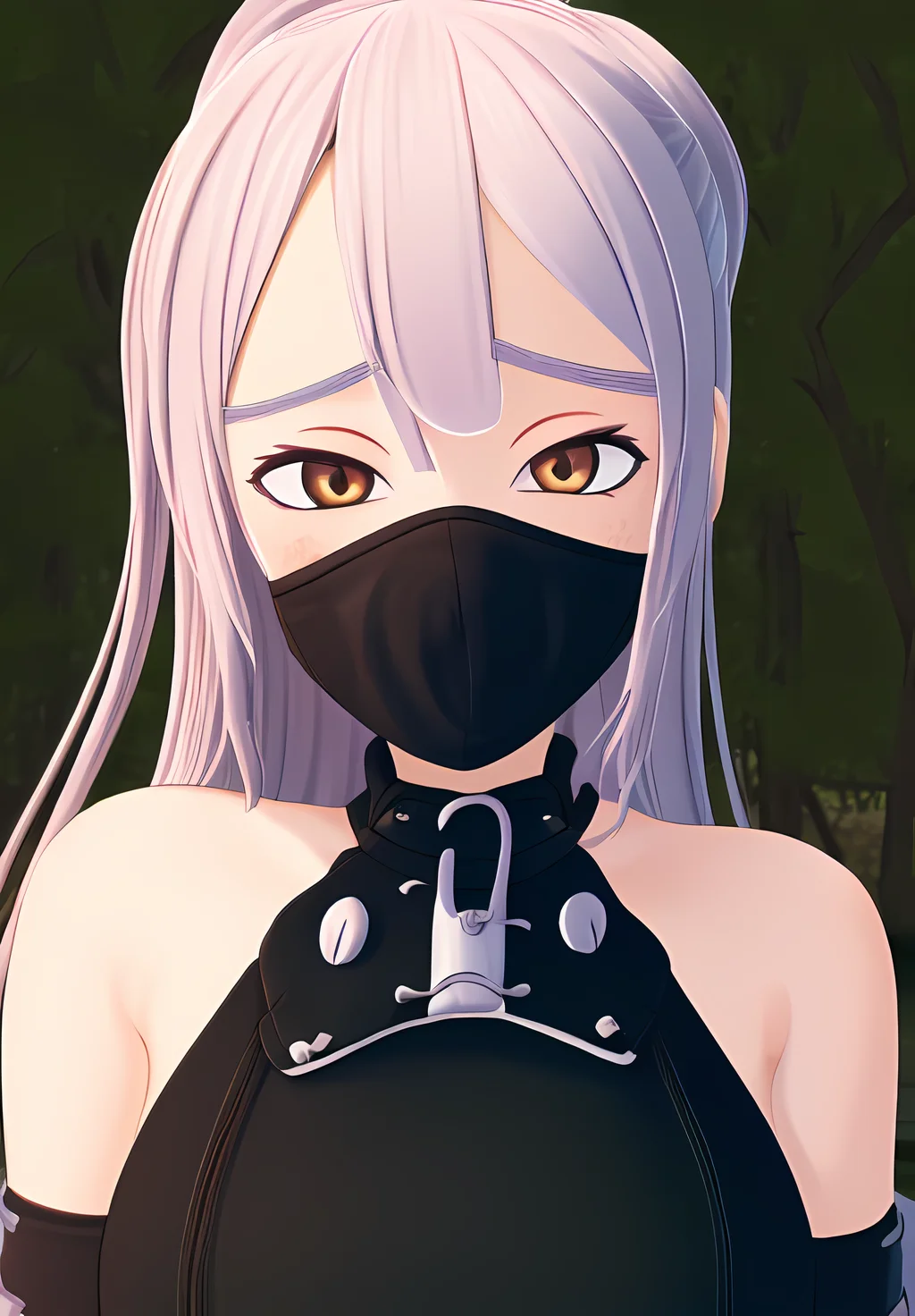 <lora:konoichi_chiyome:0.8>, konoichi_chiyome, 1girl, solo, smile, portrait, facemask, ninja, fishnets, (seductive, alluring, charming:1.3), (highly detailed, high quality:1.3)