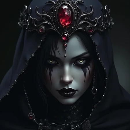 ArsMJStyle, dnddarkestfantasy, , dark queen, with a crown of dark jewels