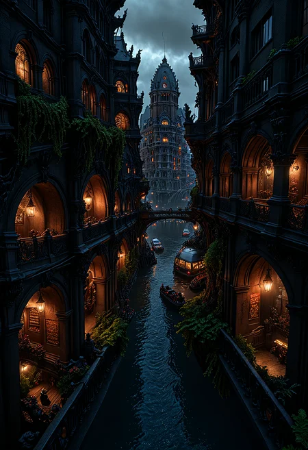 high quality, 8K Ultra HD, This artwork envisions a metropolis where elements of Royo's dark fantasy and BeksiÅski's nightmarish surrealism converge, Escher's influence is subtly incorporated, transforming the city into an intricate, mind-bending spectacle, Stark contrasts between light and dark enhance the dreamlike quality of the scene, creating an unsettling yet captivating urban dreamscape, photorealistic, ultra realistic, by VelvetS, awesome full color,
 <lora:MJ52_v1.3:0.3> <lora:aesthetic:1.50> aesthetic  <lora:great_lighting:1.50> great lighting  <lora:sd_xl_dpo_lora_v1:0.25>  <lora:Perfect Hands:0.5>  <lora:detailed_notrigger:1.5>  <lora:photorealistic_portrait_notrigger:1.5> <lora:clothing_slider_v19:2> <lora:RMSDXL_Enhance:0.5> <lora:RMSDXL_Creative:0.5> <lora:RMSDXL_Darkness_Cinema:0.5> <lora:RMSDXL_Photo:0.5> <lora:xl_more_art-full_v1:0.3>