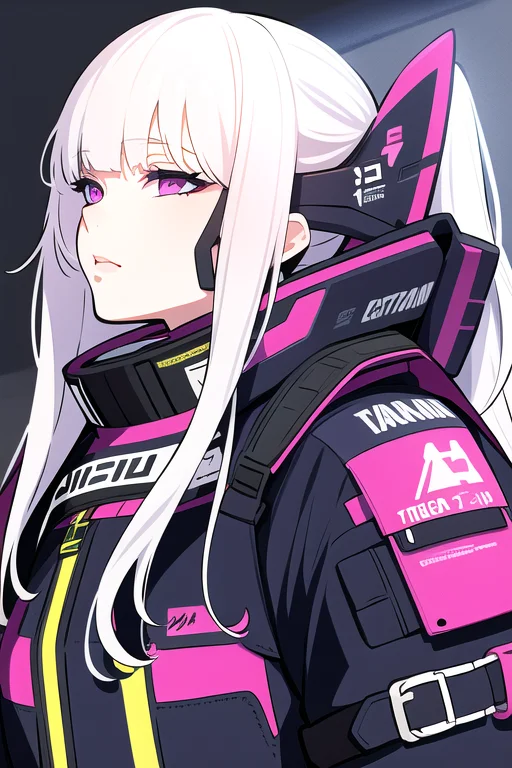 1girl, white hair, long hair, techwear <lora:strlxsslora:1>, masterpiece, bestquality, realistic, realism, dark purple jacket, portrait, detailed eyes