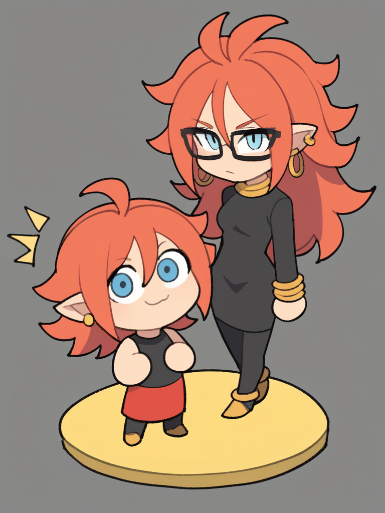 score_9, score_8_up, score_7_up, source_anime, BREAK
1girl, solo,  <lora:TemmieChang-20:1> sketch, :3, dress, black pantyhose, chibi, android 21, blue eyes, red hair, glasses