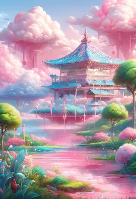 (anime), pink snake, cottoncandy, no human, (masterpiece), score_9