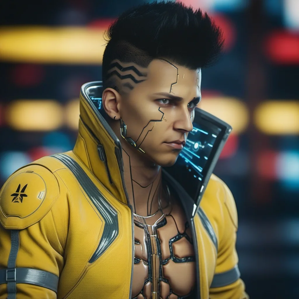 DavidMartinez1024, a cyborg man, yellow jacket, cyberpunk background, highly detailed, photography, ultra sharp, film, bokeh, professional, 64k <lora:DavidMartinez1024:0.8>