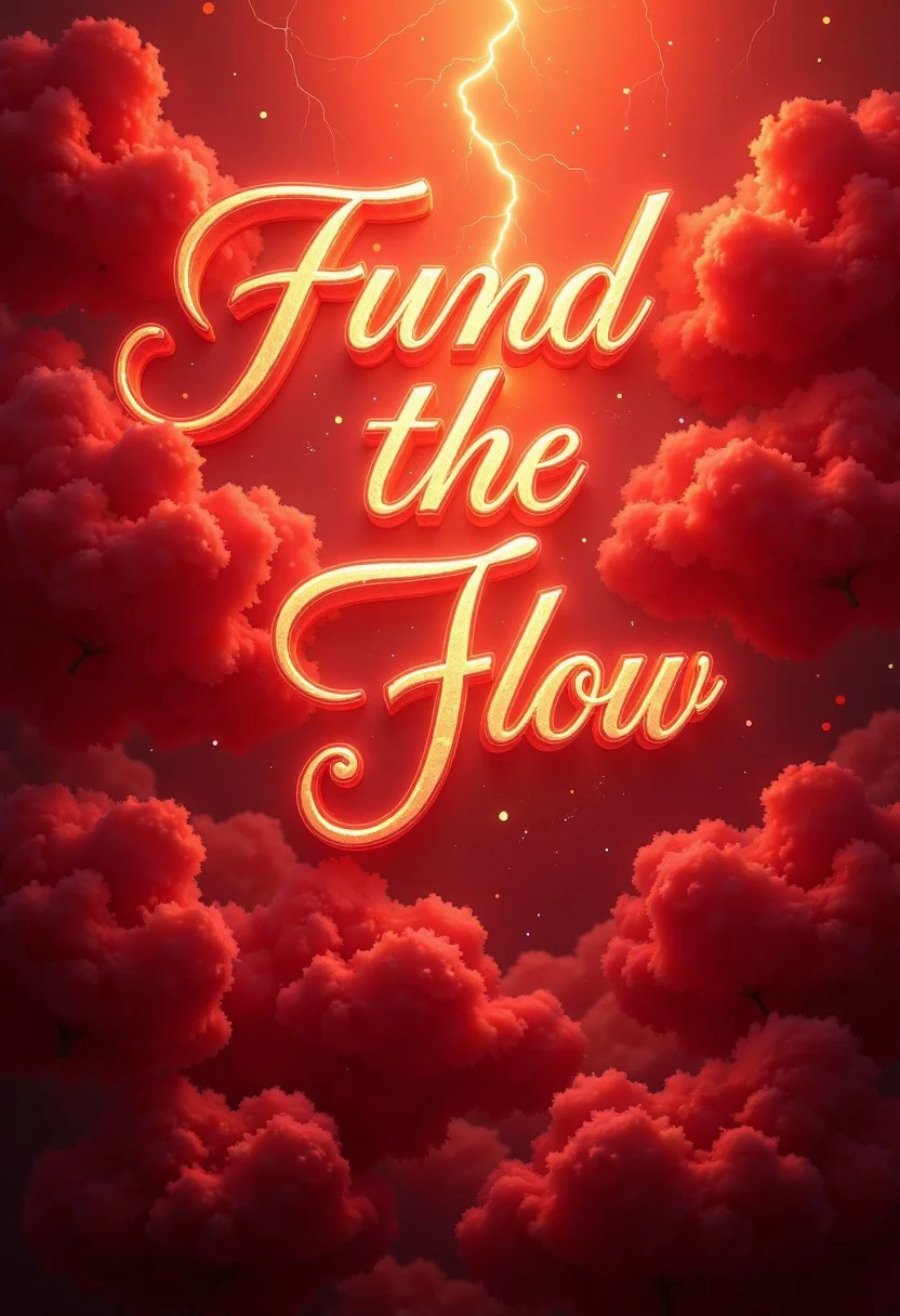masterpiece, (Fund the Flow:1.5) in elegant cursive, (crimson theme:1.3), intricate details, soft glowing light, artistic background, smooth gradients, high contrast, digital art, by a famous calligrapher, vibrant colors, visually striking