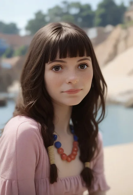 score_9, score_8_up, score_7_up, masterpiece
BREAK
1girl, (ctiansay0:1.2), pink dress, necklace, fringe
BREAK
looking at viewer, blurred background, Manic Pixie, Pretty Face, seductive, (cute smile:0.6), FOV medium shot