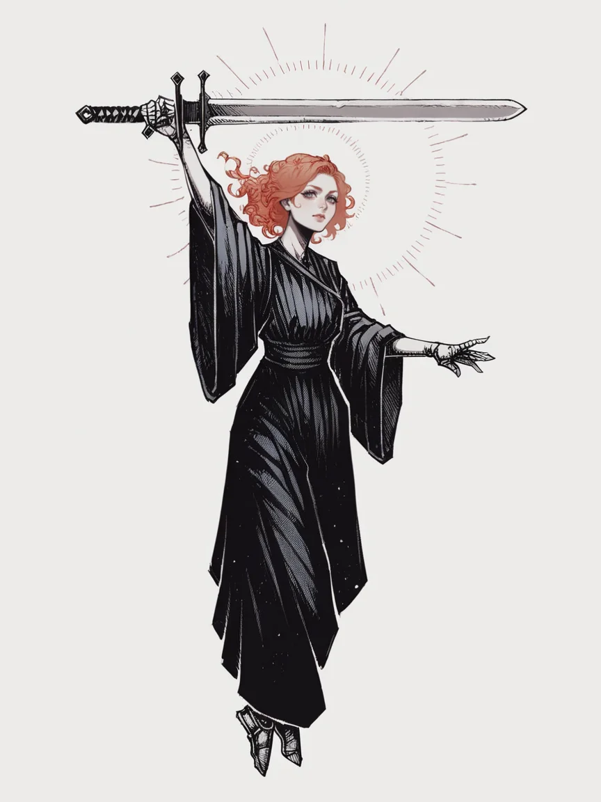 score_9, score_8_up, score_7_up, score_6_up, r3d1nk, sword, white background, 1girl <lora:r3d1nk:1>