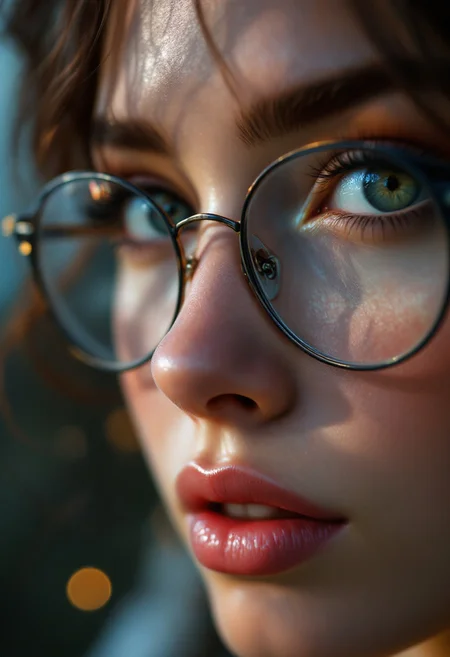 hyperrealistic digital painting by Jeremiah Ketner and Charlie Bowater and Stanley Artgerm and Thomas Saliot and J. Scott Campbell,  shallow depth of field, bokeh, incredibly detailed, real, lifelike face, realistic anime, glasses