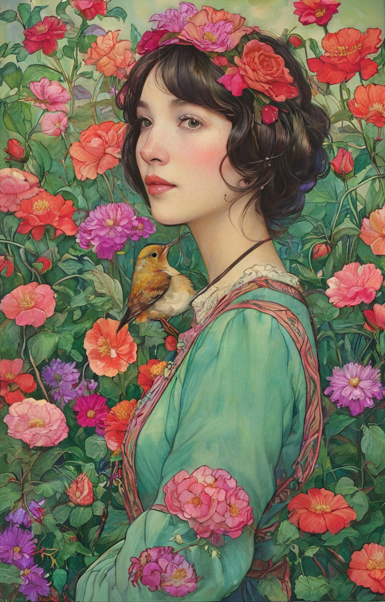 masterpiece,best quality,<lora:tbh144-sdxl:0.7>,patten,computer,flowers,illustration