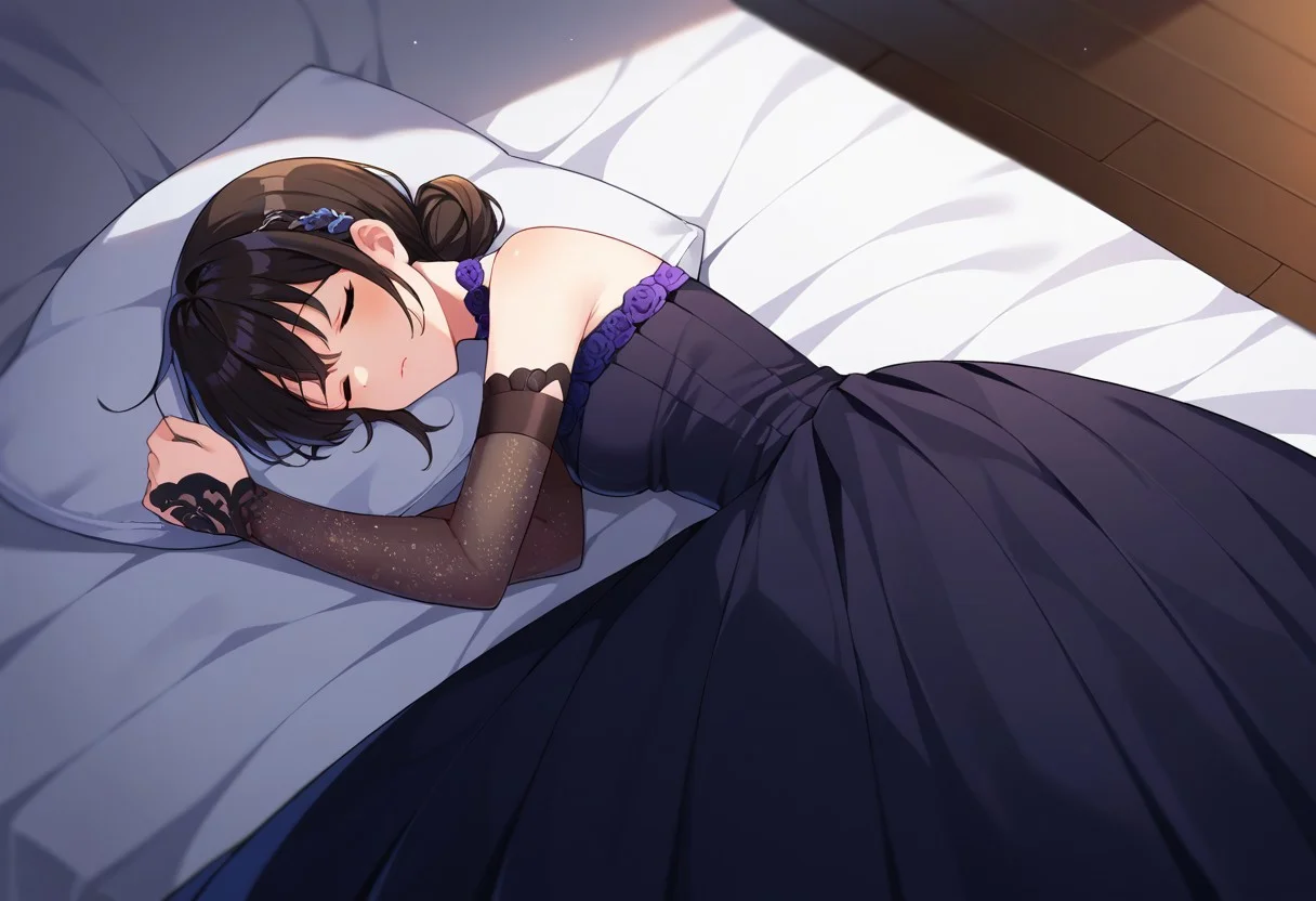 score_9, score_8, score_7, source_anime, wedding dress, sleeping