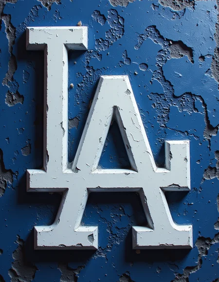 A photorealistic image of the L.A. Dodgers logo. gl1tchc0re<lora:Promptcore Flux\Glitchcore.safetensors:0.3:1.0>