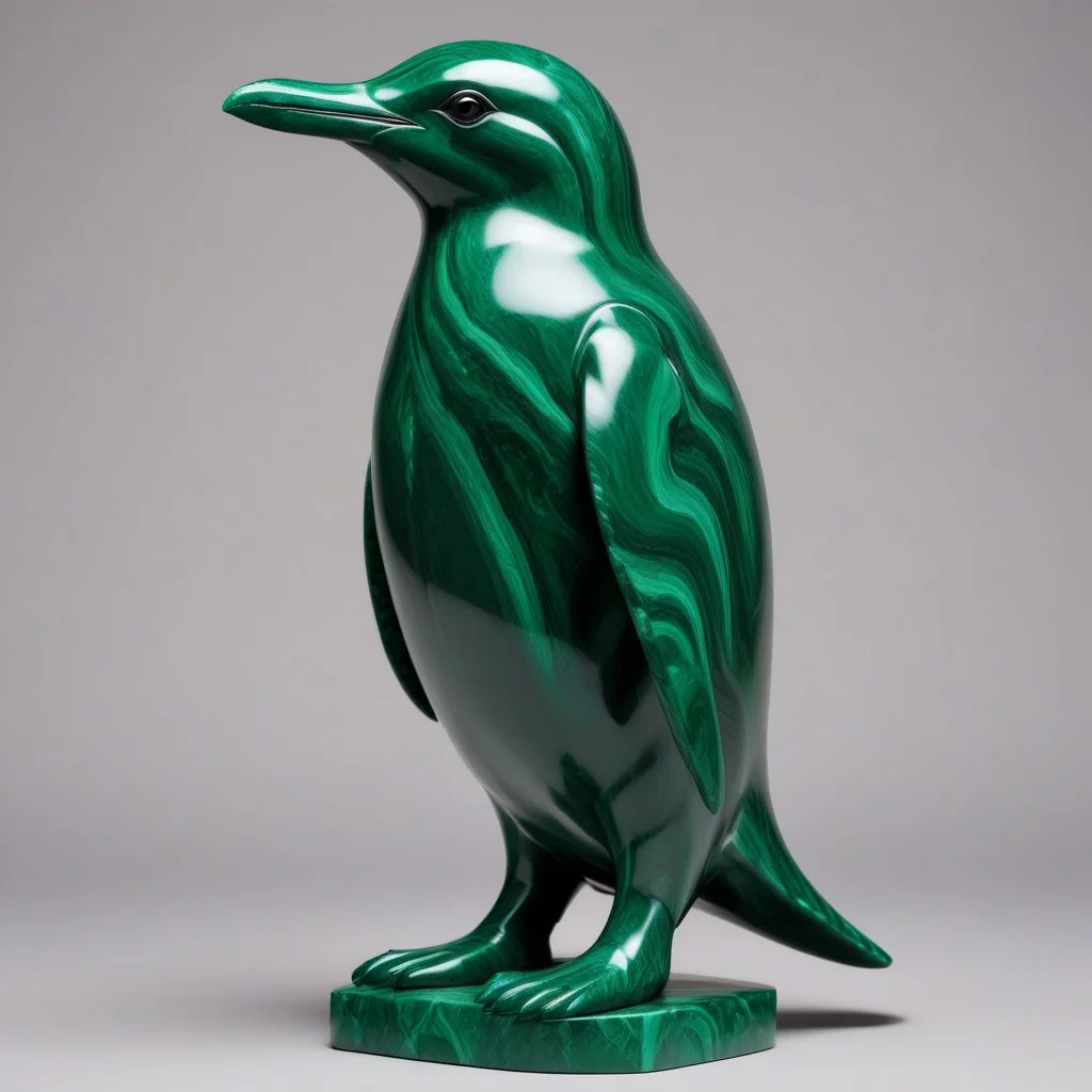 penguin made out of malachite_style