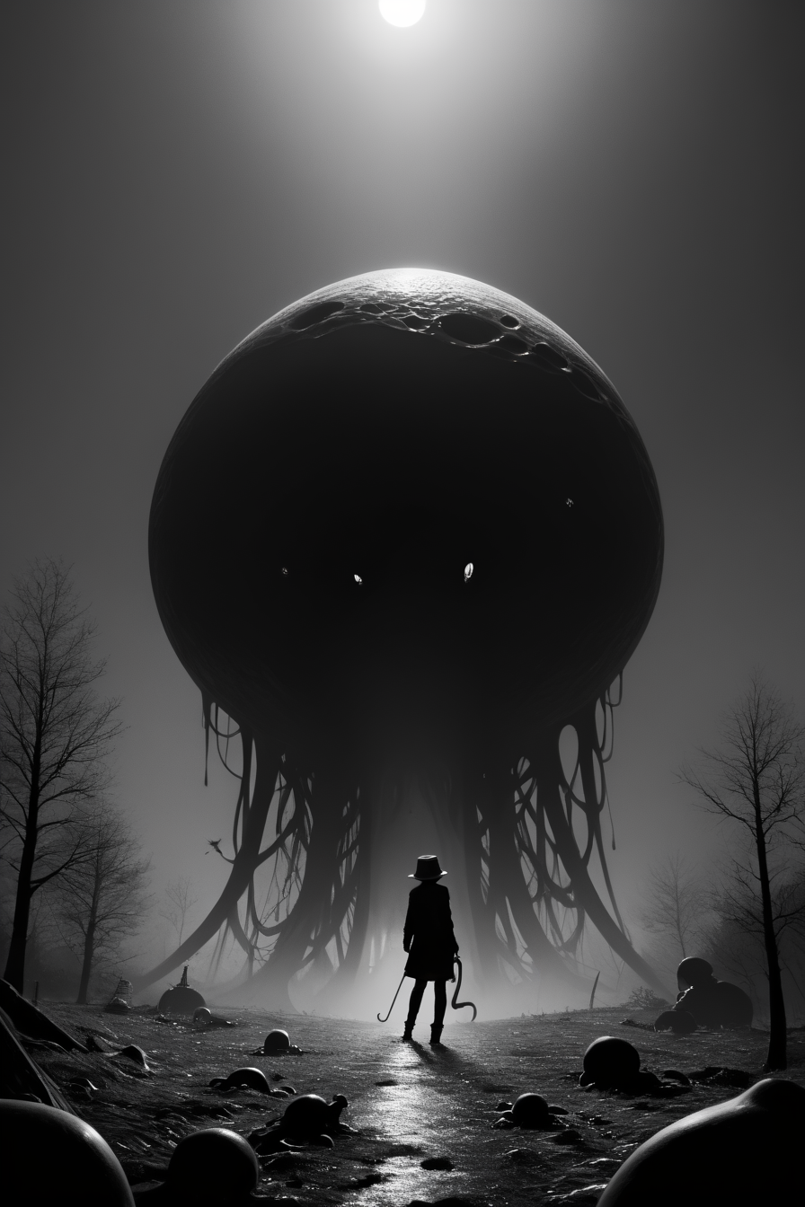 score_9, score_8_up, score_7_up, score_6_up, score_5_up, score_4_up, <lora:GRIM_v1:1>  greyscale, monochrome, limited palette, horror (theme), eldritch abomination, chaotic, silhouette,, <lora:K040790P:0.8> 040790P, woman, 24 years old, <lora:Breast Slider - Pony_alpha1.0_rank4_noxattn_last:0.3>