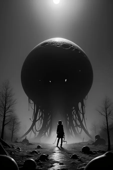 score_9, score_8_up, score_7_up, score_6_up, score_5_up, score_4_up, <lora:GRIM_v1:1>  greyscale, monochrome, limited palette, horror (theme), eldritch abomination, chaotic, silhouette,, <lora:K040790P:0.8> 040790P, woman, 24 years old, <lora:Breast Slider - Pony_alpha1.0_rank4_noxattn_last:0.3>
