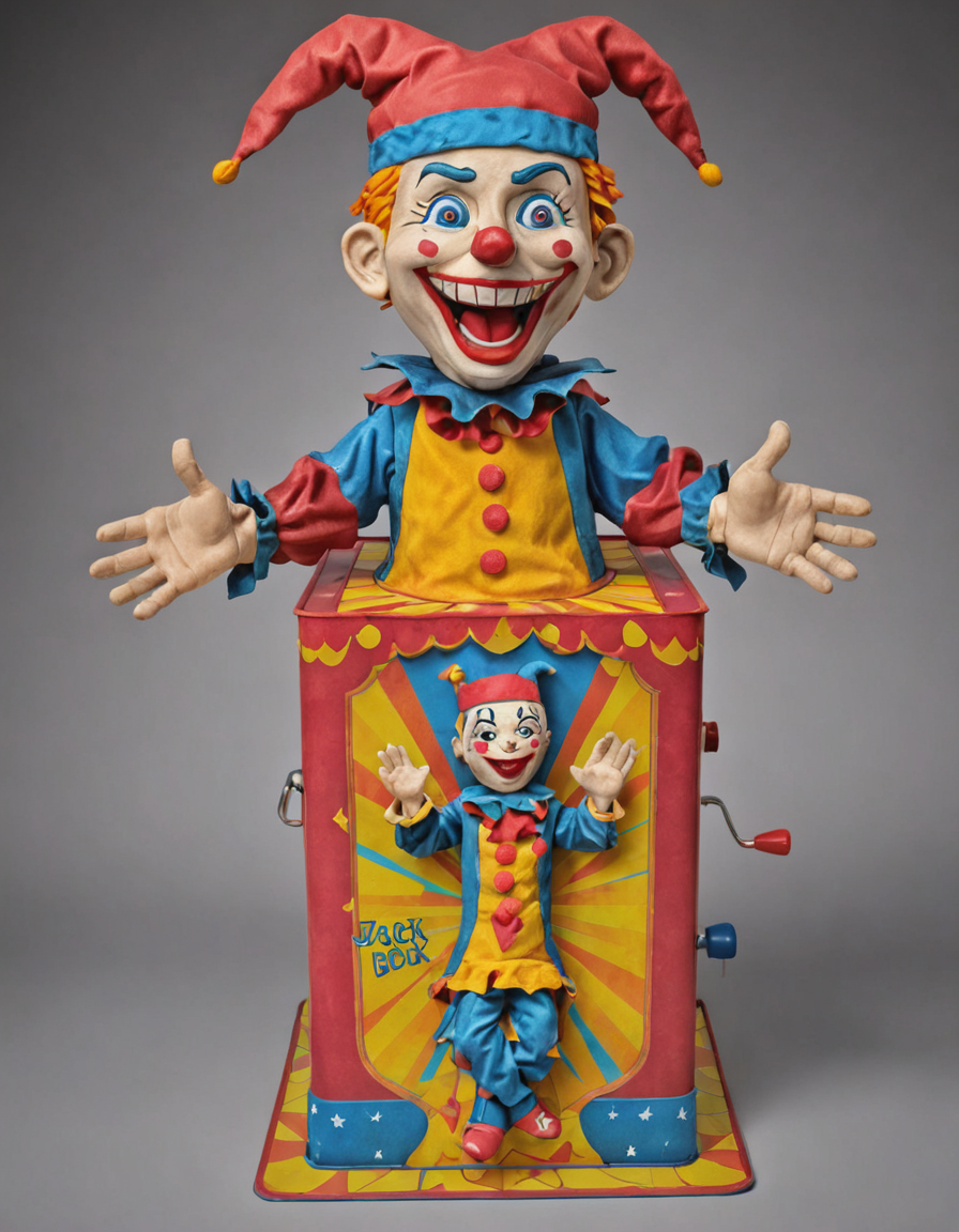 HDR photo of jackinthebox toy, . High dynamic range, vivid, rich details, clear shadows and highlights, realistic, intense, enhanced contrast, highly detailed,  <lora:Jack-In-The-BoxXl:1>