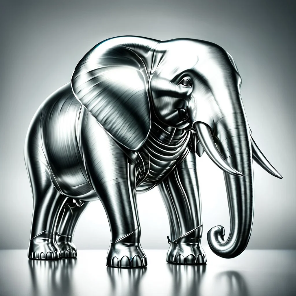 elephant shaped steel, made of steel, polished steel, polished, shiny,