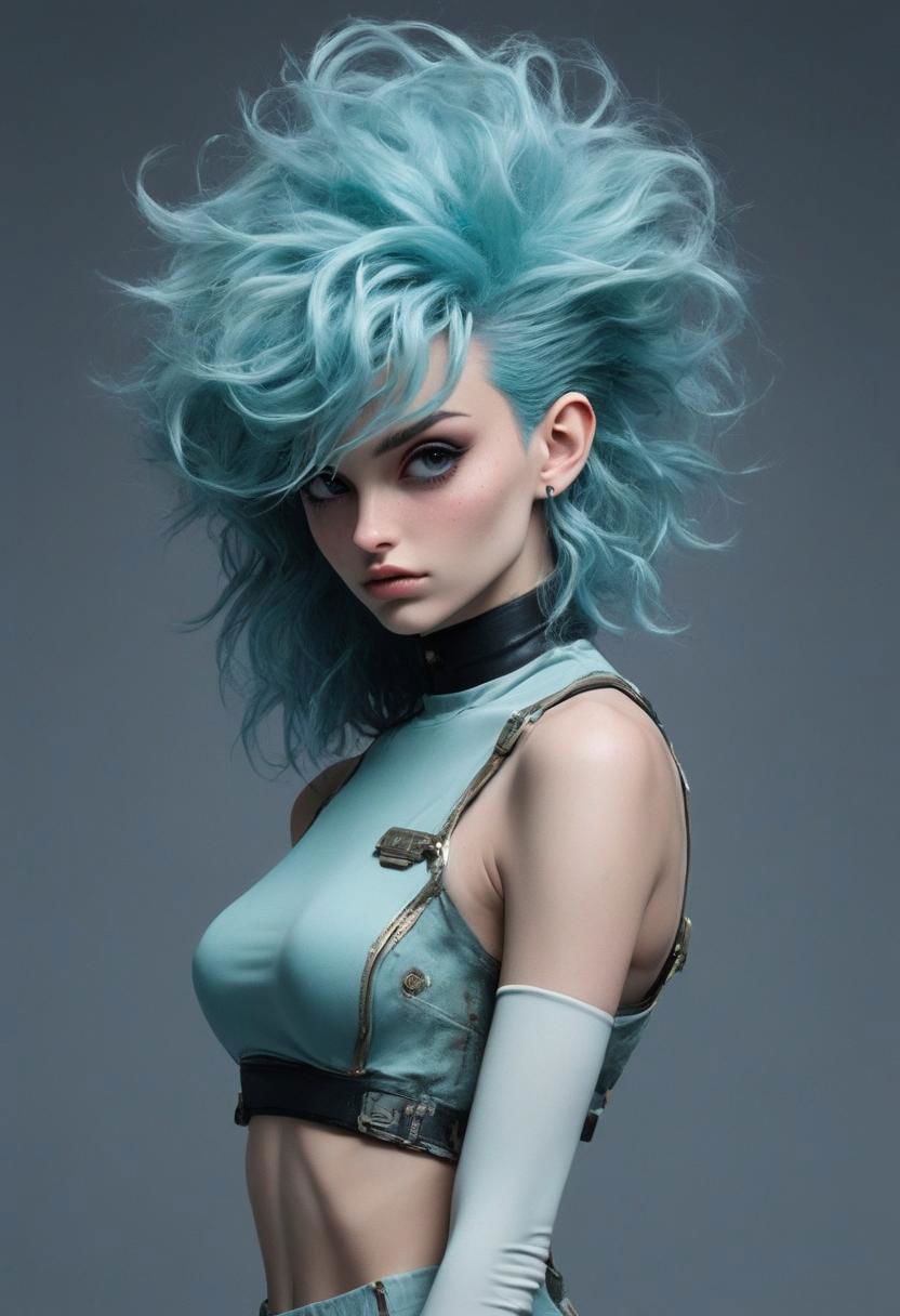 Bulma From Dragon Ball in Paul Gaultier Advertisement, very detailed, hd, Power Aura, pressure Wave, Studio, PEHighContrast, by Moebius, futuristic-futuristic, (bizarre otherworldly technological advanced galactic civilization but extremely beautiful:1.4), in the style of nicola samor