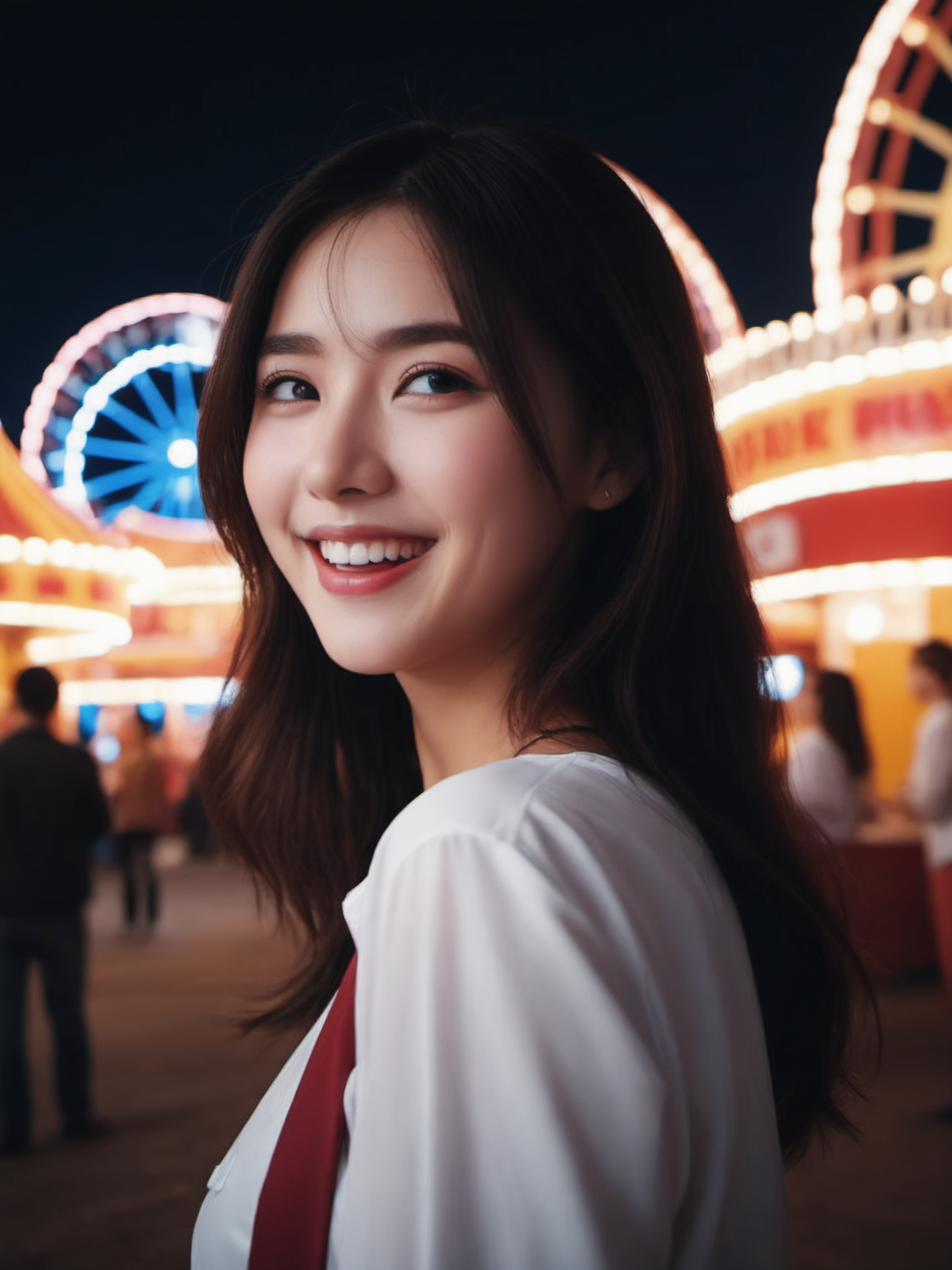 <lora:LoRA-mix-sdxl-v3:0.7>,cinematic photo {sll,1girl,solo,laughing,amusement park,night} . 35mm photograph,realistic,high quality,highres,professional,4k,highly detailed,professional,realistic photograph,transparent,
