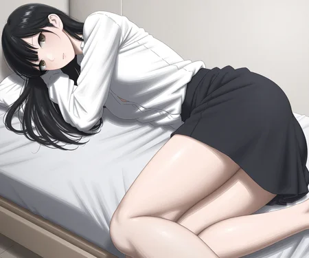 masterpiece, best quality, amazing quality, sfw, 1girl, solo, shirt, skirt, black hair, long hair, looking at viewer, <lora:kaminari-doon style ILL-v2:1> kaminari_doon
