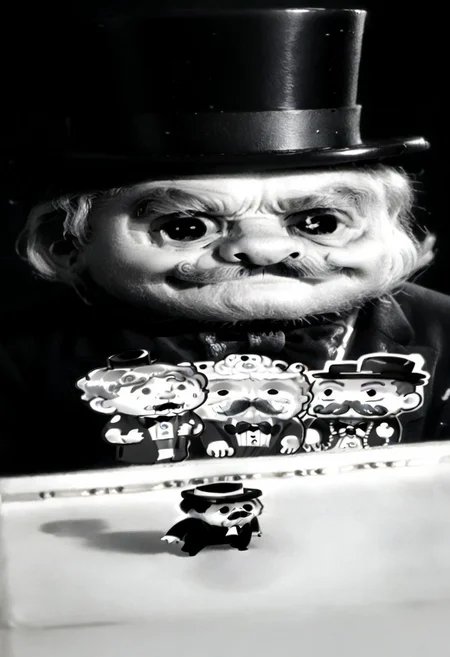 ((((((black and white,wideputinmeme))))),((small man with mustache, top hat, kenbis, chibi, chibi, male only, male, male chibi, monocle, art deco, thick mustache, comically large mustache, handlebar mustache, tiny, multiple men, shrunk, microxl, some little guys, high angle, from above)), bwMovies, realistic, photo, vintage photo, ((very small man, small man, a small man, a man who is small, a small man)), an unapologetically small human male, black and white, smiling, very happy, euphoric, ecstatic, wonderful small men, large smile, huge smile