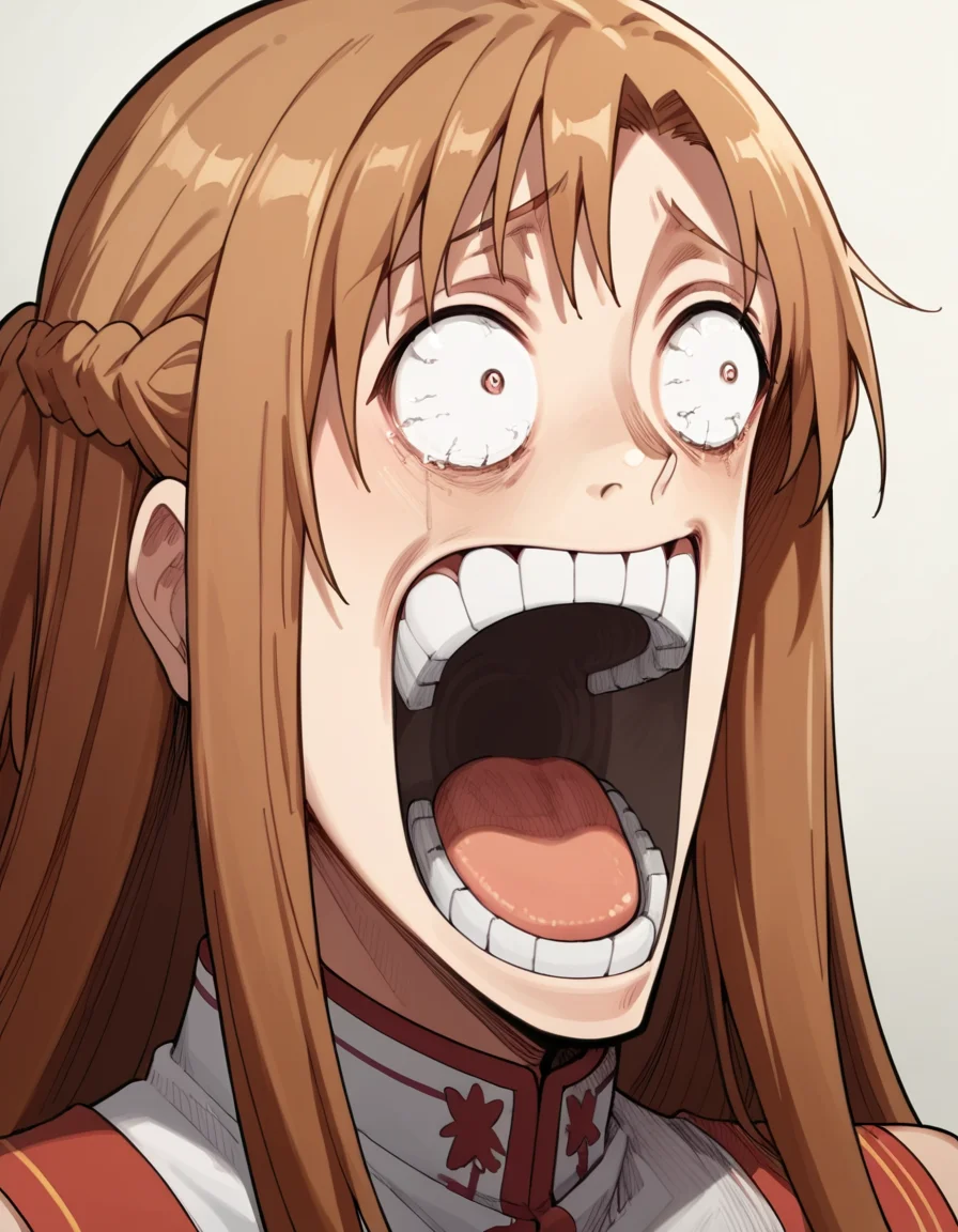 score_9, score_8_up, score_7_up, source_anime, asunayuuki, <lora:asuna-yuuki-s1-ponyxl-lora-nochekaiser:1>, asuna yuuki, long hair, brown hair, medium breasts,, <lora:enel-face-ponyxl-lora-nochekaiser:1> enel face, open mouth, wide-eyed, teeth, tongue,, , ,