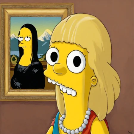 Lisa Simpson as the Mona Lisa, simpstyle <lora:SDXL-simpstyle-Lora:1>, Very detailed, clean, high quality, sharp image