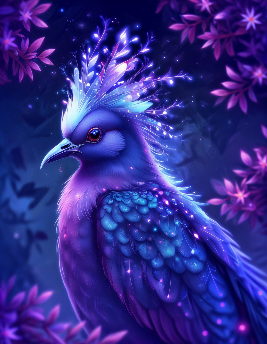 victoria crowned pigeon novuschroma style <lora:X08_novuschromaSXL_d4:1.2>, <lora:sdxl_lightning_8step_lora:1>