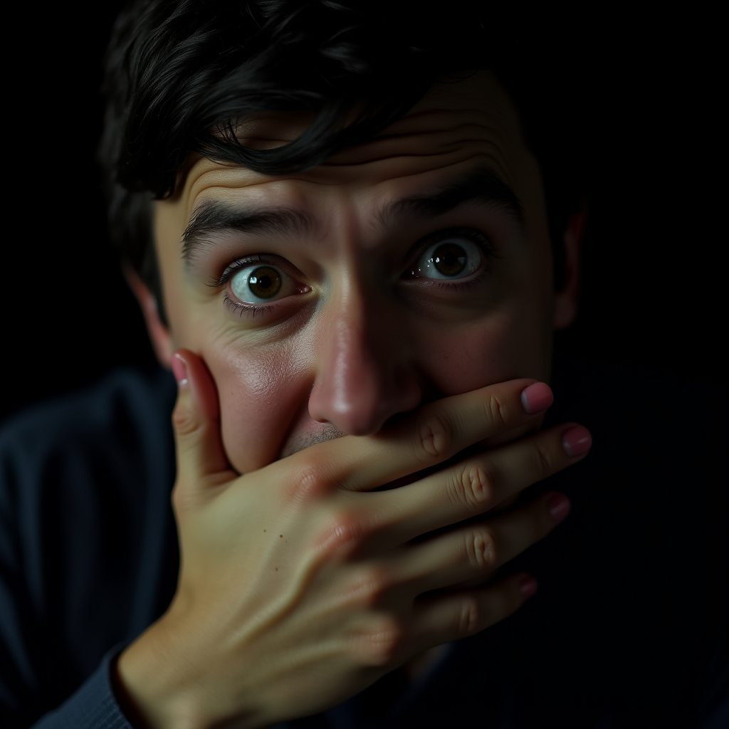 <lora:Hand v2:1>
detailed edges, detailed image, perfection style, A cinematic detailed image of a surprised man covering his mouth with his hand in fear, movie themed, sharp, detailed background, epic cinematic photography, artistic style, dramatic light style, cinematic color style, Kodak 35mm film style, detailed style, hand focus style, 1girl, looking at viewer, black hair, 1boy, brown eyes, male focus, solo focus, blurry, black eyes, lips, fingernails, pov, black background, close-up, veins, realistic, pov hands, dark, hand on another's face, solo, simple background, tears, portrait, short hair, eye focus, eren yeager