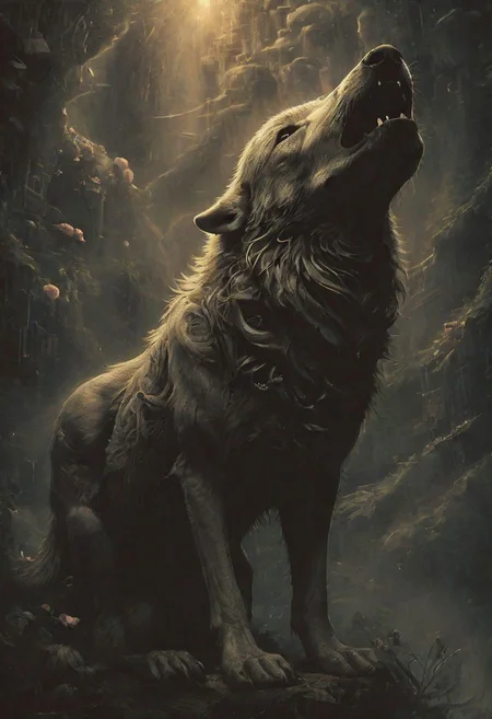 wolf's rain, brown, happy, smile, detailed, atmospheric, illusion, the flower that dances in the wind, next time in paradise, serene, <lora:Dark_Anime:0.2> <lora:- SDXL - letitflrsh_let_it_flourish_V1.0:0.4> <lora:The_Dark_Side_Of_The_Future:0.4>