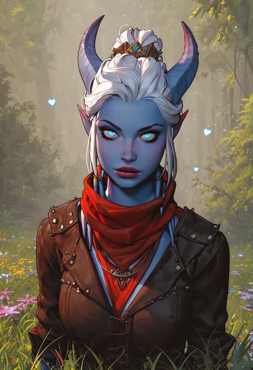 score_9, score_8_up, score_7_up, score_6_up, 1girl, gorgeous girl, cute girl, medieval garments, bustling town square, cobblestone path, busy crowded medieval town, halfbody portrait, blue draenei, blue skin, large and thin neck, thin, fit, small waist, short hair, wide eyes, blue eyes, freckles, white hair, Ponytail, posing, hair ornament, scarf, necklace, bracer, seductive, water drops, fit body, wide hips, (hearts:1.1), medieval clothing, leather bracers, ritual, camp, forest background, grass, forest, jungle, dynamic pose, dynamic lighting, Mayhem style splattered Silhouette, background bizarre techno ghetto transmission, style minimalist, conceptual art posing Japanese, conceptual, 3d render, illustration, cinematic,