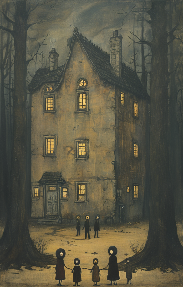 masterpiece,best quality,<lora:tbh219-sdxl:0.9>,illustration,style of John Kenn Mortensen portrait of family