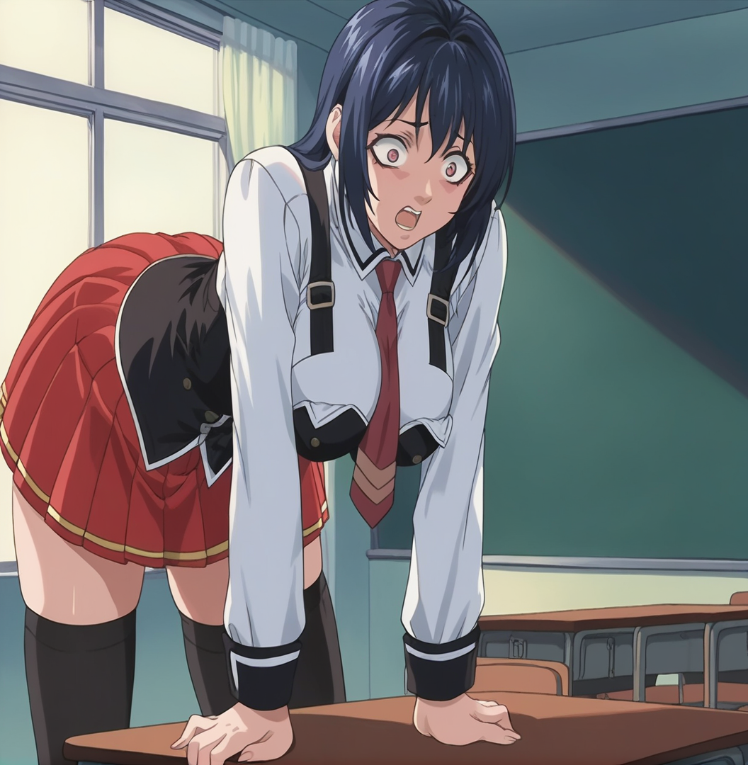 score_9, score_8_up,   pretty girl .     source_anime  <lora:3ible_3lack:0.9> Bibl3  .  in classroom      . wearing school uniform , skirt   good eyes.  detailed .     .   large breast     .    .   on fours. magic circle .  female shocked