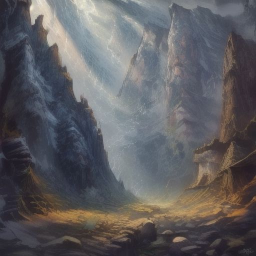 ((Masterpiece)), realistic digital painting of the hall of the mountain, official art,  perfect composition, cinematic lighting, crepuscular rays,