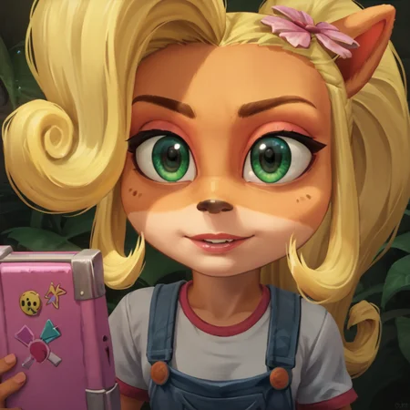 score_9.score_8_up,.score_7_up,masterpiece,realistic shadow,light detail,
 <lora:Coco_Bandicoot:0.8>,
cocobandicoot, overalls, 1girl, shirt, green eyes, blonde hair,pink handbag,front view,close up